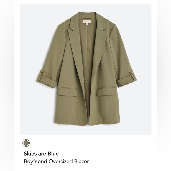 Skies are Blue Boyfriend Oversized blazer in Olive Green - Picture 2 of 5